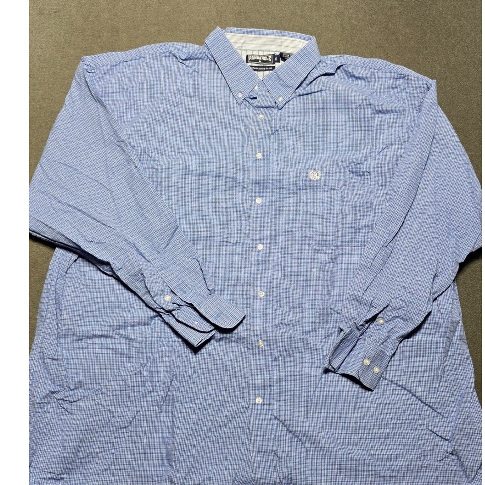 Panhandle Slim 3XL Blue Plaid Long Sleeve Button Up‎ Western Shirt Cowboy